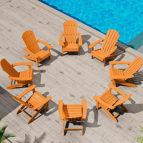 YEFU Adirondack Chairs Set of 8: Plastic Adirondack Chairs - Patio Chairs with Wood Texture - Outdoor Chair HIPS - Lawn - Photo 1
