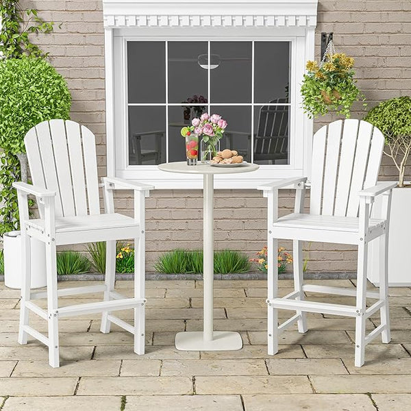 Tangkula Outdoor Tall Adirondack Chair 30 Inches Seat Height, HDPE Bar Height Patio Chair with High Backrest - Photo 1