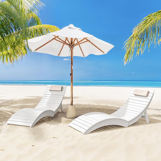 Folding Pool Lounge Chairs Set of 4, Pre-Assembled HDPS Anti-Floating Lounge Chair with Headrest for in-Pool Use(Max Depth 8-Inches), Ideal for Hotel, Poolside, Beach & Sun Decks, White