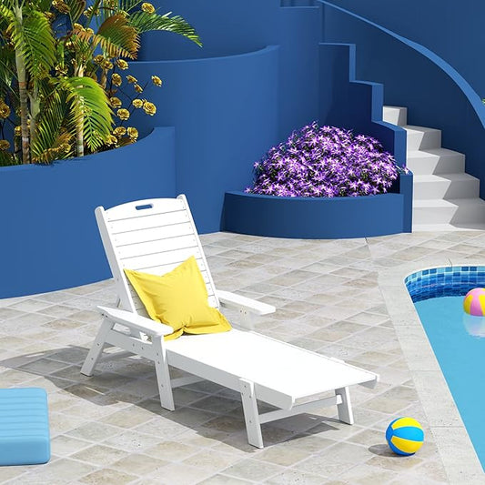 WO WESTIN OUTDOOR HDPE Laguna Poly Reclining Chaise Lounge, White