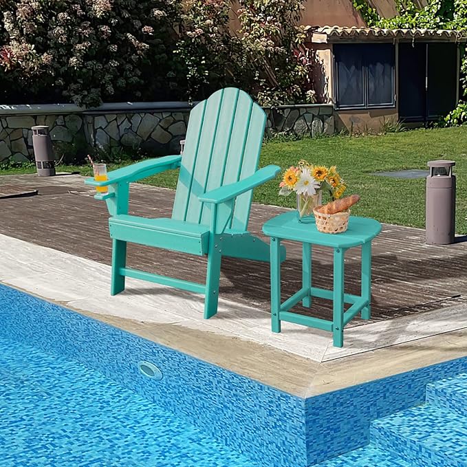 Giantex Set of 2 Adirondack Chair Outdoor Fire Pit Chairs, HDPE Weather Resistant Patio Chair for Campfire,Deck, Garden, Yard, Lawn Furniture Porch and Lawn Seating Composite Chairs