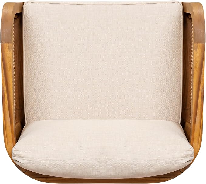 Christopher Knight Home Set of 2 Tilden Bohemian Acacia Wood Patio Accent Chairs, Wicker Lounge Chair Outdoor, Patio Furniture Single Sofa with Cushion, Comfy Garden Reading Chair, Teak+Beige