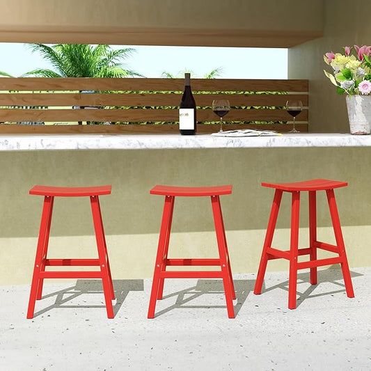 WestinTrends Malibu Malibu 29 Inch High Backless Seat Bar Stools (Set of 3), Red