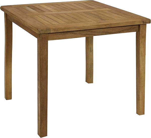 Sunnydaze 4-Person Teak Wood Outdoor Table - Square 32-Inch Patio Dining Table for Outside, Deck - Photo 1
