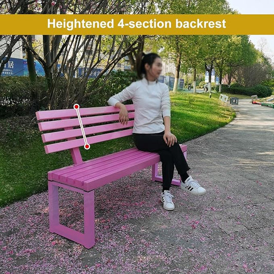 Outdoor Patio Benches, Garden Metal Bench with Backrest, for Front Porch, Yard, Patio, Entryway, Park, 500kg/1100lbs Load Bearing(Purple,100cm/39in)