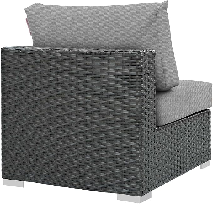 Modway EEI-1854-CHC-GRY Sojourn Wicker Rattan Outdoor Patio Sunbrella Fabric, Armless Chair, Canvas Gray