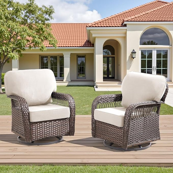 Wicker Swivel Rocker Patio Chairs - Photo 1
