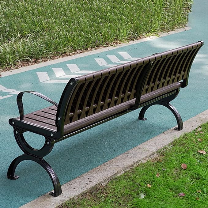 Outdoor Bench, Garden Bench, Metal Bench with Wide Armrests and Backrest, All-Weather Patio Bench for Garden, Porch, Backyard and Park, Easy Installation,Bench Chair(150cm/59in)