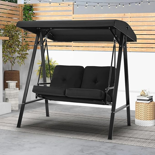 AECOJOY Outdoor Patio Swing Chair for Adults, 2-Seat Porch Swings with Adjustable Canopy - Photo 1