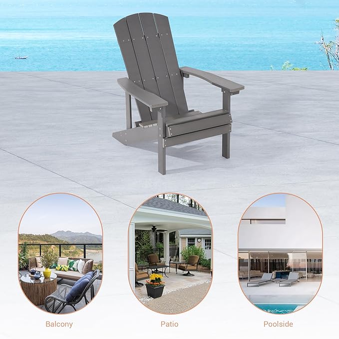 Adirondack Chairs, Plastic Adirondack Chairs Set of 4, All-Weather Resistant, Widely Used in Outdoor, Fire Pit, Deck, Outside, Garden