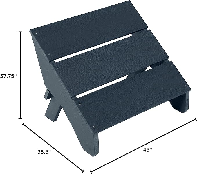 Highwood Italica Modern Adirondack Chair and Ottoman, 2-Piece Set, Federal Blue