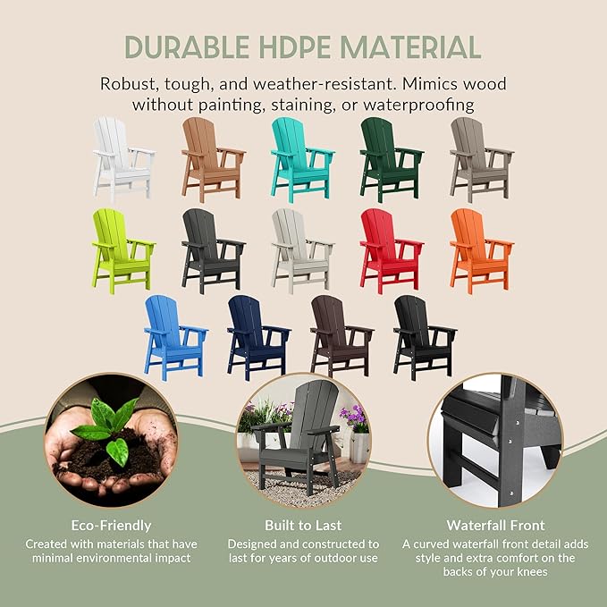 WestinTrends Malibu Outdoor Patio HDPE Plastic Adirondack Dining Chair Gray