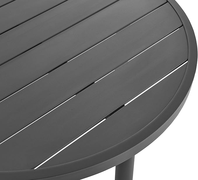 Modway Terrace Round Metal Outdoor Patio Coffee Table in Graphite – 35 Inch Weather-Resistant Coffee Table for Patio, Balcony, and Garden – Modern Outdoor Coffee Table with Round Slatted Top