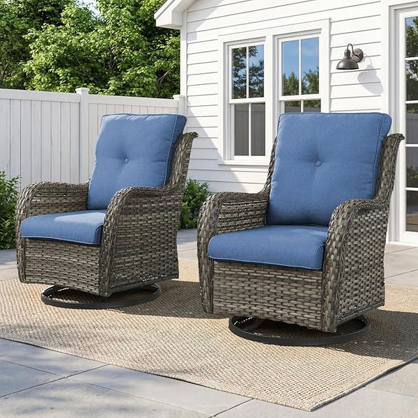 Belord Outdoor Swivel Chairs Set of 2, Patio Wicker Rocker Chairs, All Weather Patio Conversation Furniture Set - Photo 1