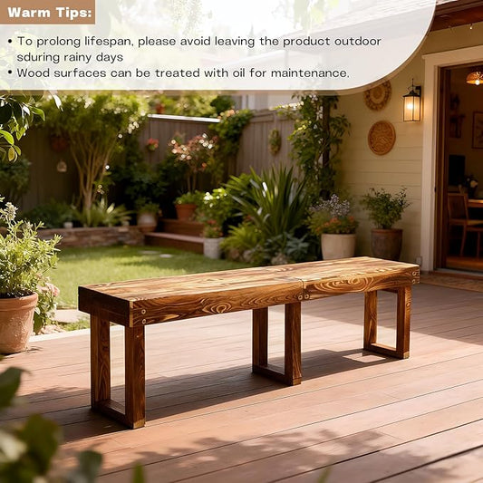 71" Outdoor Solid Wood Folding Bench,Portable Garden Long Narrow Foldable Bench,6Ft Indoor Outdoor Backless Wooden Noodle Benches for Picnic Party Camping Dining Seat,Bears 900 pounds Natural