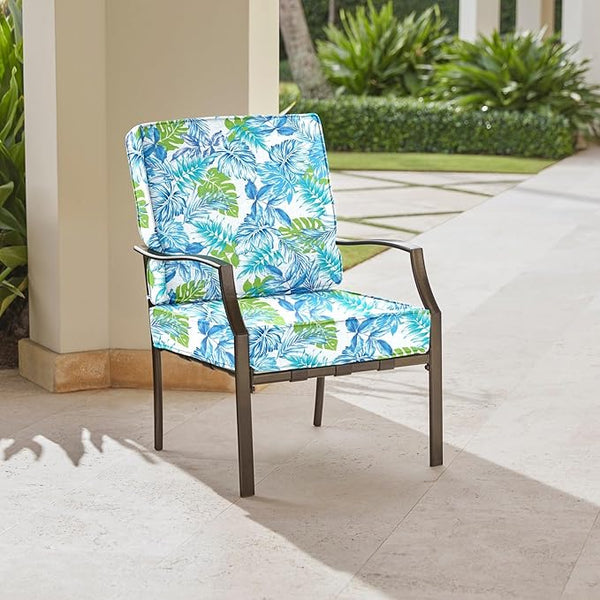 BrylaneHome Bh Outdoor Performance 2-Section Deep Seating Cushion - Blue Fern - Photo 1