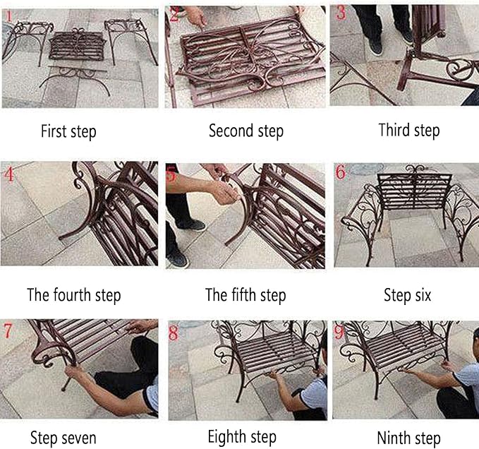 White Garden Metal Bench, Outdoor Patio Seating for 2-3, Comfortable Backrest & Armrests, Perfect for Balcony, Front Porch, and Courtyard Use