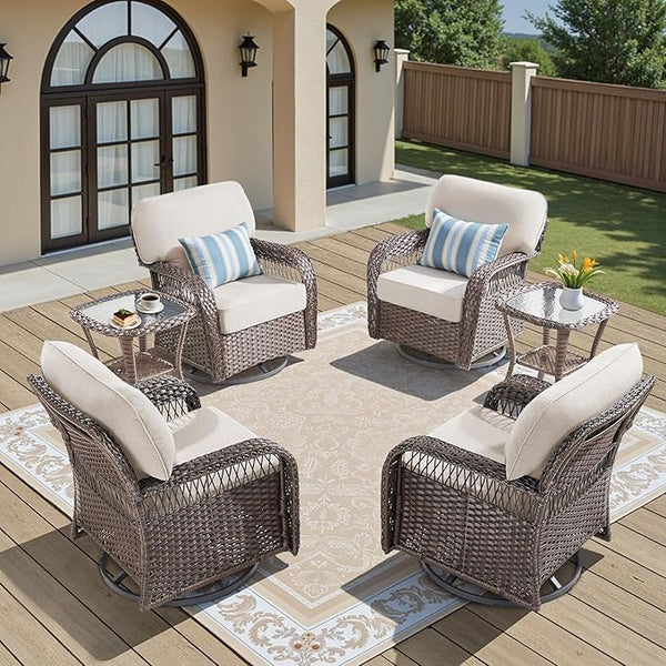 6 Pieces Outdoor Patio Conversation Sets Swivel Chairs - Photo 1