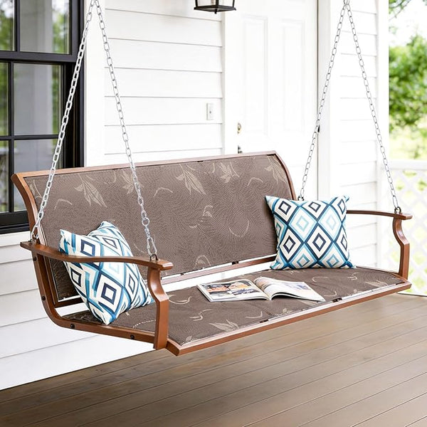 Heavy Duty Porch Swing Outdoor, 900LBS Capacity Textilene Hanging Bench Swing Chair with Extended Chains - Photo 1