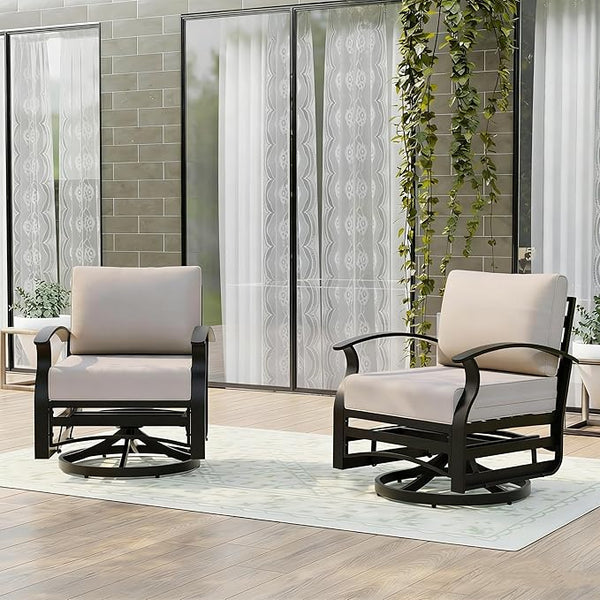 Gotland 2 Piece Patio Set, Metal Outdoor Swivel Chairs Set of 2 with 5.1’’ High-Resilience Seat Cushions 6.2’’ Back - Photo 1