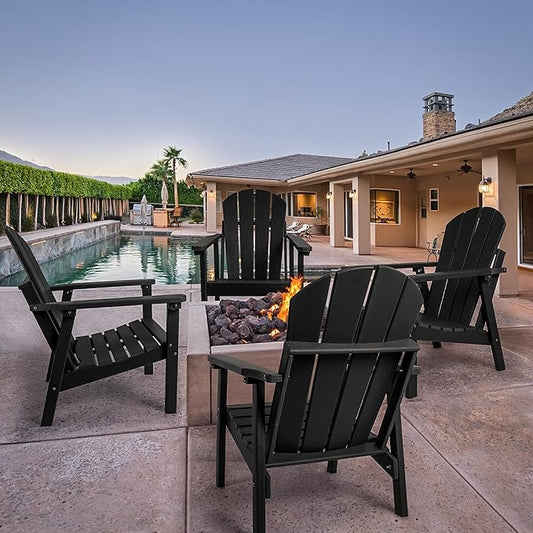 Adirondack Chair, HDPE All Weather Adirondack Chairs, Fire Pit Chairs, Patio Chairs, Lawn Chairs. Perfect for Porch, Patio, Poolside, Deck.