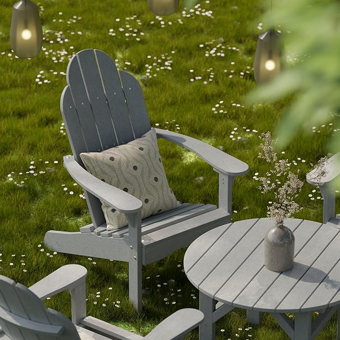 Wildridge Classic 33" Occasional Table, Light Gray - Outdoor Weather Resistant Recycled Plastic Furniture for Patio