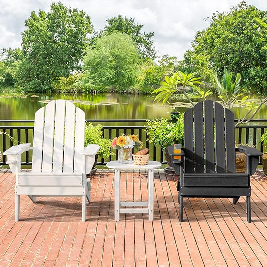 Giantex Set of 4 Adirondack Chair Outdoor Fire Pit Chairs, HDPE Weather Resistant Patio Chair for Campfire,Deck, Garden, Yard, Lawn Furniture Porch and Lawn Seating Composite Chairs