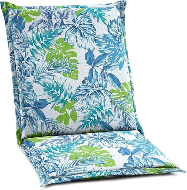 BrylaneHome Hinged Back & Seat Cushion - 21.5" H Seat Back - Patio & Outdoor - Water, Stain & Fade Resistant - Blue Fern - Photo 1
