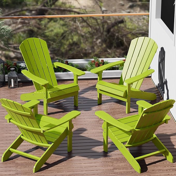 YEFU Adirondack Chairs Set of 4: Outdoor Chair HIPS Plastic Adirondack Chairs - Patio Chairs with Wood Texture - Lawn - Photo 1