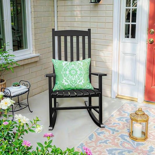 SUPER DEAL Outdoor Wood Rocking Chair for Porch, All Weather Resistant Outdoor Indoor Patio Rocker Chair (2)