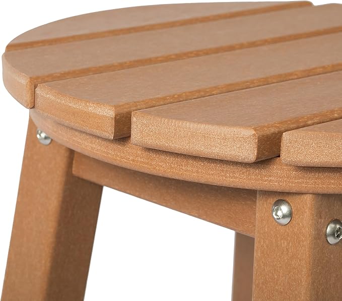 Costaelm 29" Height Outdoor Bar Stools, All-Weather Bar Stools, Adirondack Poly Patio Round Bar Stool for Patio, Deck, Kitchen Counter and Garden, Teak