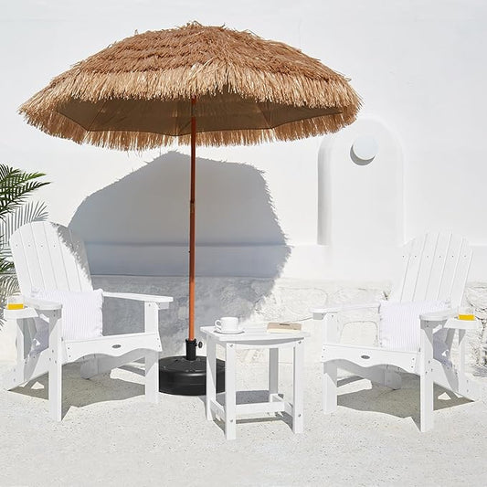 Y&M Adirondack Chair Set of 2, White Fire Pit Chairs, Outdoor Patio Chairs with Cup Holder, Weather Resistant HDPE Wooden Textured Patio Chairs, Perfect for Garden, Lawn, Deck, or Poolside