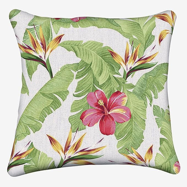 BrylaneHome 20" Square Throw Pillow - Patio & Outdoor - Water, Stain & Fade Resistant - Hibiscus - Photo 1