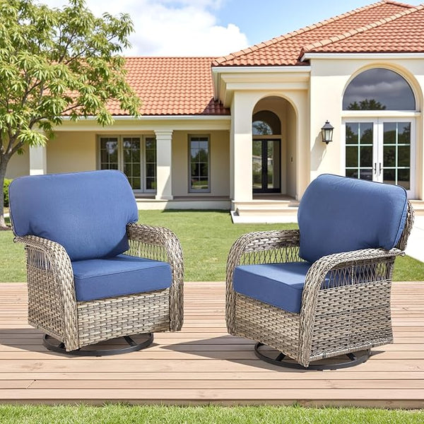 Wicker Swivel Rocker Patio Chairs - Photo 1