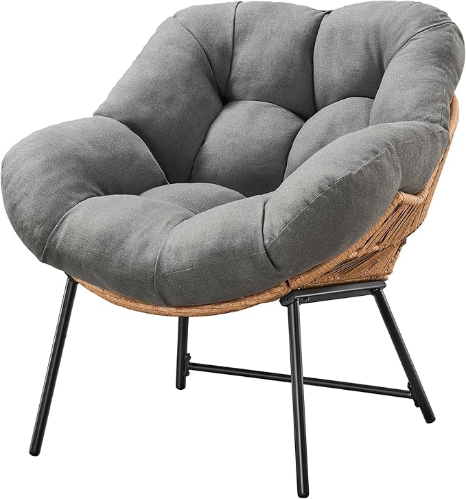 ONBRILL Outdoor Egg Chair, Indoor Lounge Chair for Patio, Bedroom, Living Room, Porch - Grey