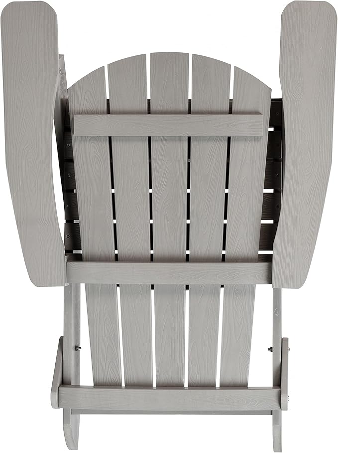 Flash Furniture Charlestown Folding Adirondack Chair - Gray - Poly Resin - Indoor/Outdoor - Weather Resistant - Set of 2