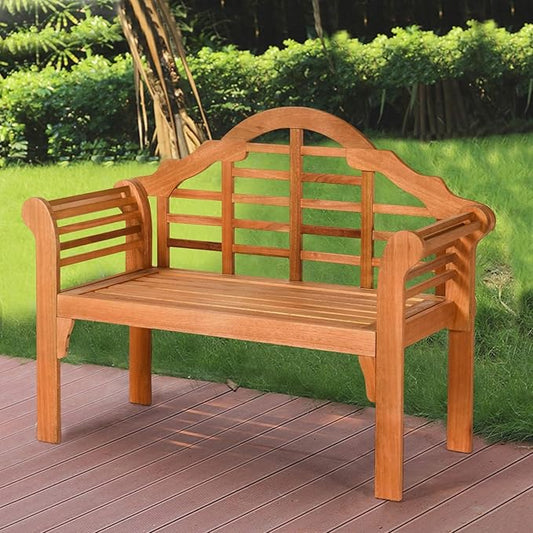 RELAX4LIFE Wooden Outdoor Bench Folding, 4 Ft Foldable Patio Loveseat Chair w/Crown-Like Backrest & Armrest, Indoor Outside Seating for Porch Park, 800LBS Weight Capacity, 2-Person Wood Garden Bench