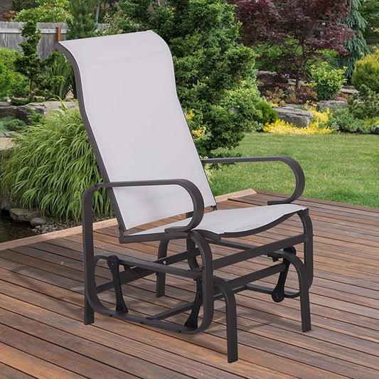 Outsunny Outdoor Glider Chair, Gliders for Outside Patio with Smooth Gliding Mechanism and Lightweight Construction for Backyard, Beige