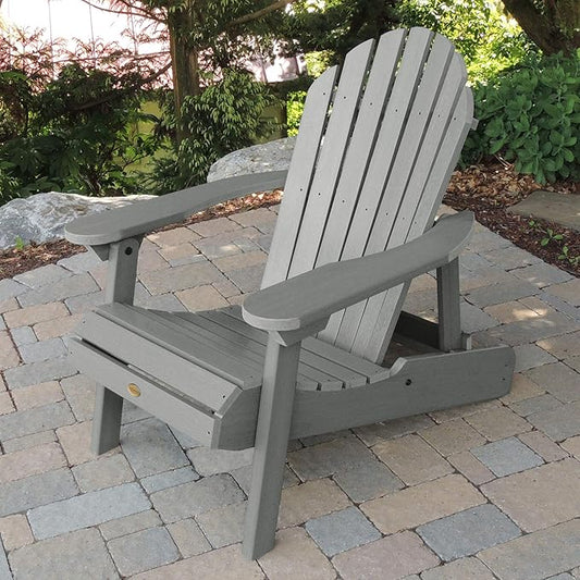 highwood Hamilton Made in the USA Folding and Reclining Adirondack Chair, Adult Size, Coastal Teak