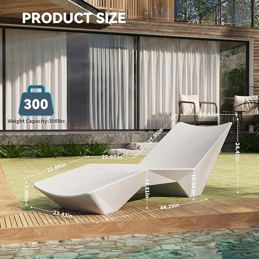 Ergonomic Pool Lounger, Water Chaise with Weight Box, in-Pool Lounge Chair for Shallow Water, Easy Assembly, Waterproof & UV Resistant (White)