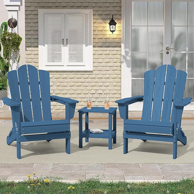 KINGYES Folding HDPE Adirondack Chairs Ottoman