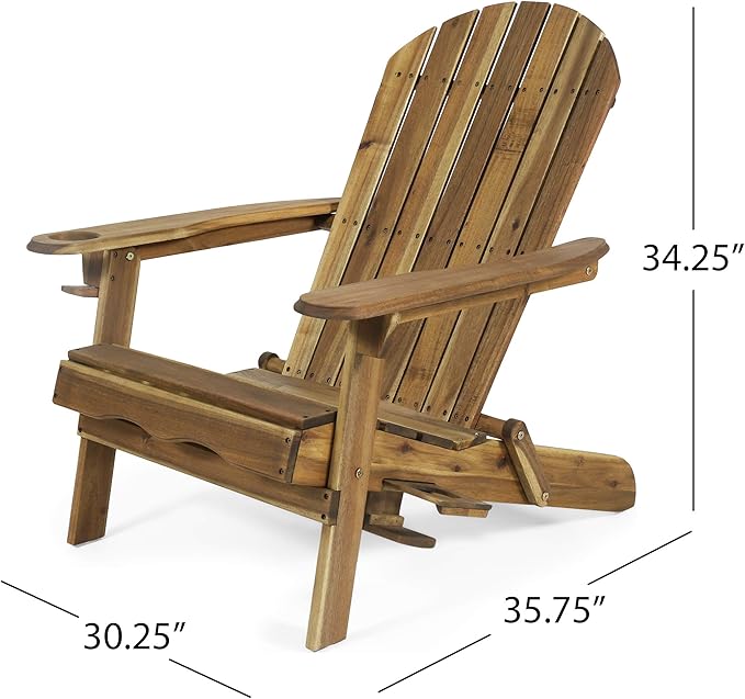 Christopher Knight Home Cynthia Outdoor Acacia Wood Folding Adirondack Chair, Natural