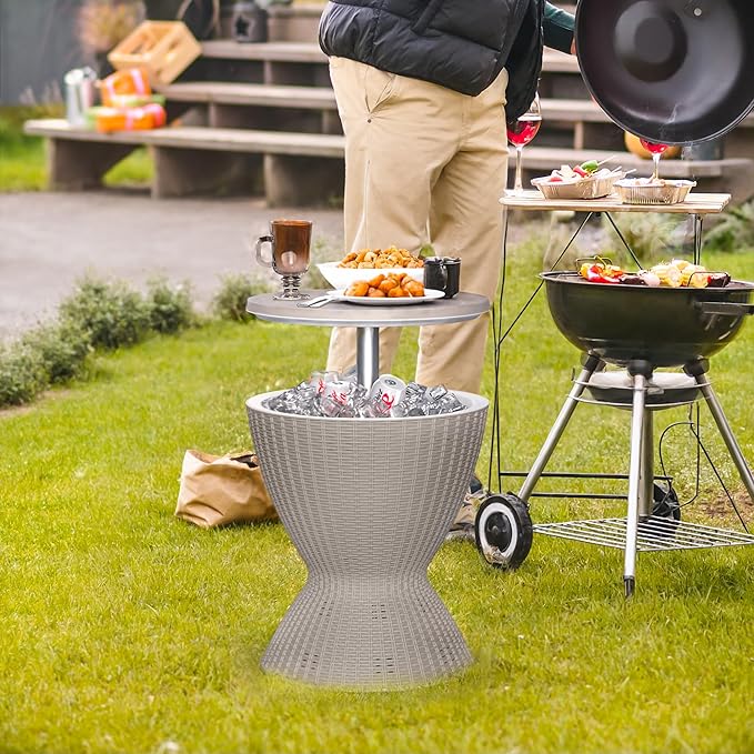 Patio Lounge Chair & Outdoor Cocktail Table Set - Resin All-Weather Relaxation Combo for Poolside, Garden, or Backyard
