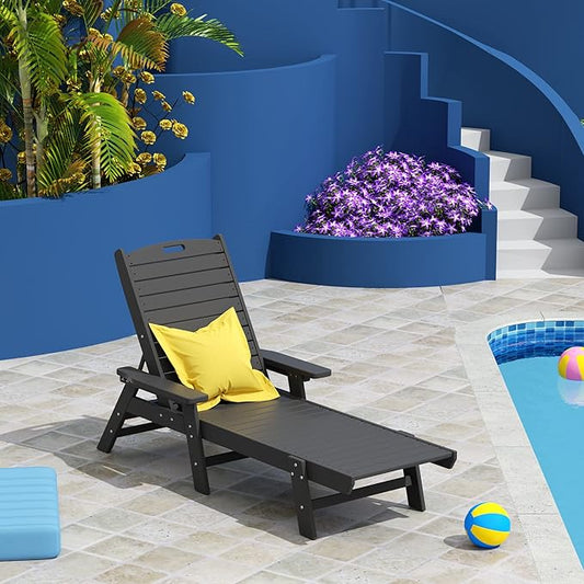 WO WESTIN OUTDOOR HDPE Laguna Poly Reclining Chaise Lounge, Gray