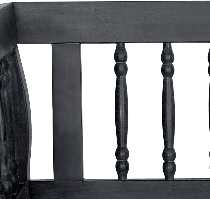 SAFAVIEH Outdoor Patio Furniture Collection – Brentwood Dark Slate Grey Distressed Acacia Wood Bench with Silver Accents, Classic Outdoor Seating for Porch or Garden (PAT6732K)