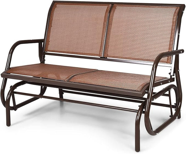 Tangkula 2 Person Patio Glider, Outdoor Swing Bench, Glider Loveseat Chair with Heavy-Duty Steel Frame - Photo 1