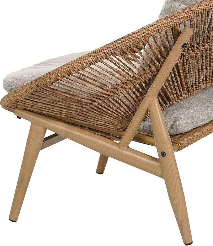 Christopher Knight Home Cyril Outdoor Papasan Chair with Cushion, Wicker Egg Chair with Removable Cushion, PE Wicker Chaise Lounge Chair, Patio Furniture Set for Garden/Backyard, Brown+Beige