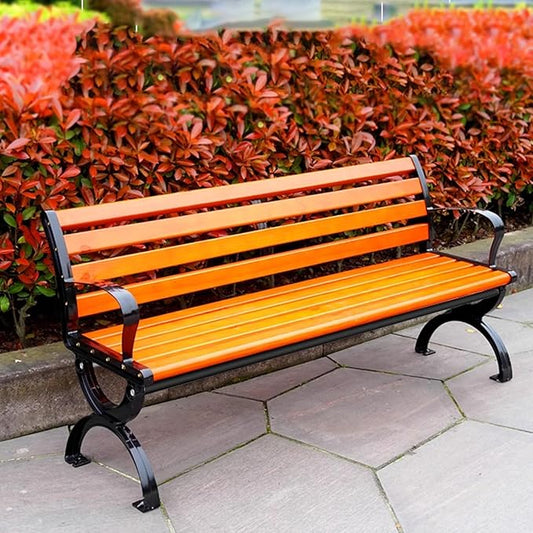 Outdoor Benches Weatherproof with Backrests and Armrests, Metal Garden Benches for Outdoors Park Yard Front Porch Path(120 * 40 * 72cm)