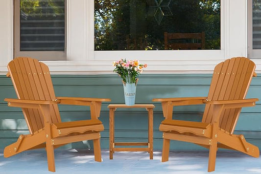 Outdoor Wooden Folding Adirondack Chair with Pre-Assembled BackRest & SeatBoard, Accent Furniture for Patio Backyard Garden Porch Deck Pool Firepit
