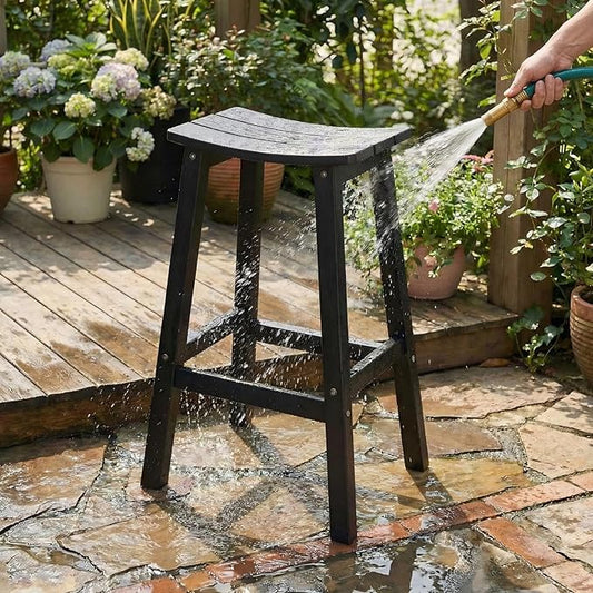 Stoog All-Weather Patio Bar Table, Outdoor Bar Table with Adjustable Feet, Patio Counter Bar Height Tables with Waterproof Top, Never Fade or Rot, for Garden, Balcony, Deck, and Poolside, Black